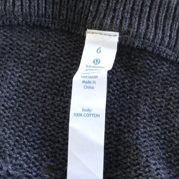 Lululemon Cotton L/S Sweater Charcoal Sz 6 - Picture 4 of 4